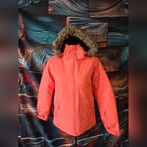 Roxy Kids Coral Jacket with Faux Fur Hood Detatchable Size Large / 12